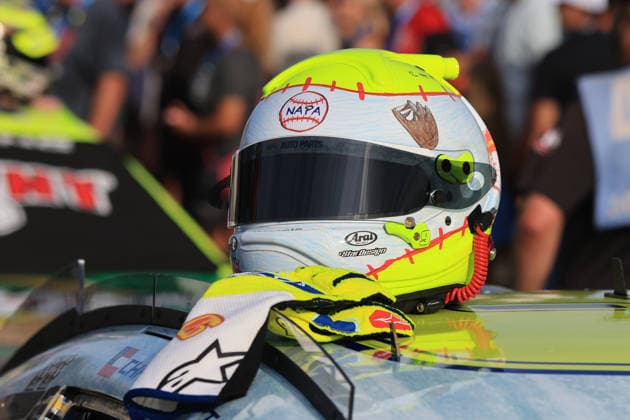 ATLANTA, GA - JULY 12: The helmet and gloves of Chase Elliott ( 9 Hendrick Motorsports NAPA Auto Parts CHOA Chevrolet) sits on top of his race car prior to the running of the NASCAR, Motorsport, USA Cup Series Quaker State 400 on July 12, 2026 at EchoPark Speedway in Hampton, GA. (Photo by Jeff Robinson Icon Sportswire) AUTO: JUL 12 NASCAR Cup Series Quaker State 400 EDITORIAL USE ONLY Icon26071212853400