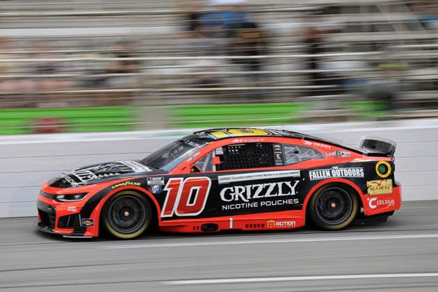 ATLANTA, GA - JULY 12: Ty Dillon ( 10 Kaulig Racing Grizzly Nicotine Pouches Chevrolet) races into the tri-oval during the running of the NASCAR, Motorsport, USA Cup Series Quaker State 400 on July 12, 2026 at EchoPark Speedway in Hampton, GA. (Photo by Jeff Robinson Icon Sportswire) AUTO: JUL 12 NASCAR Cup Series Quaker State 400 EDITORIAL USE ONLY Icon26071213154400