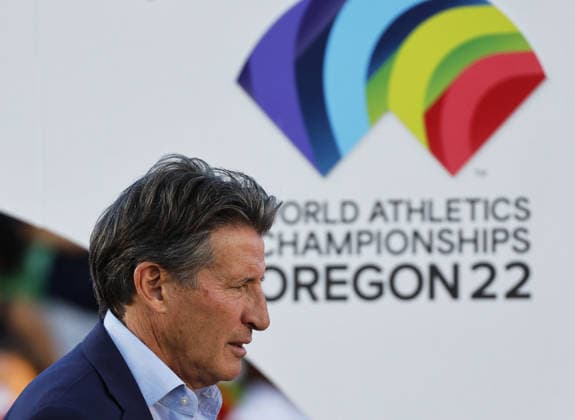 USA WORLD ATHLETICS CHAMPIONSHIPS 2022 World Athletics Championships Oregon22 - Day 10 epa10090783 World Athletics president Sebastian Coe reacts at the end of the World Athletics Championships Oregon22 at Hayward Field in Eugene, Oregon, USA, 24 July 2022. Eugene United States  Copyright: xERIKxS.xLESSERx