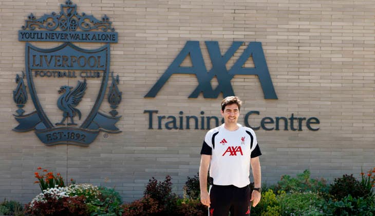 Liverpool s new manager Andoni Iraola poses for photographs during a photocall at the Liverpool at AXA Training Centre, Liverpool. Picture date: 13th July 2026. Picture credit should read: Cody Froggatt Sportimage EDITORIAL USE ONLY. No use with unauthorised audio, video, data, fixture lists, club league logos or live services. Online in-match use limited to 120 images, no video emulation. No use in betting, games or single club league player publications. SPI_005_CF_Liverpool_manager_ SPI-4860-0005