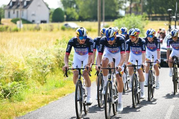 German Florian Lipowitz of Red Bull-BORA-hansgrohe and German Nico Denz of Red Bull-BORA-hansgrohe pictured during a training on the first rest day at the 2026 Tour de France cycling race, a stage of 185km from Malemort to Ussel, on Monday 13 July 2026. The 113th edition of the Tour de France starts on Saturday 4 July in Barcelona, Spain, and will finish in Paris, France on the 26th of July. DAVIDxPINTENS  x181052016x