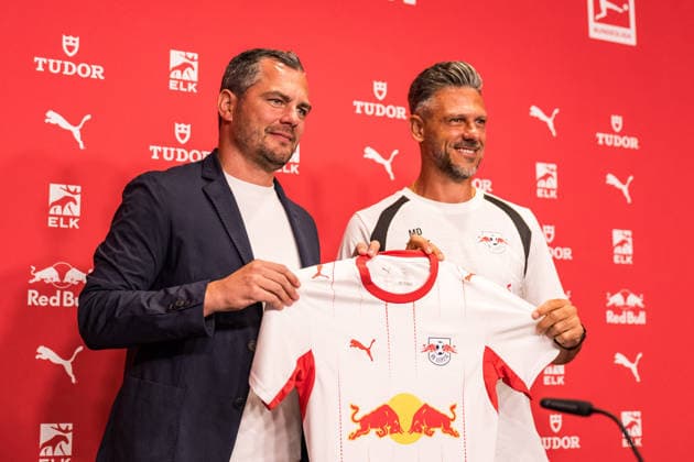 13.07.2026, GER, Pressekonferenz, Saison 2026 2027), RB Leipzig Vorstellung von Martin Demichelis (Coach RB Leipzig) mit Marcel Schäfer, Geschäftsführer RB Leipzig *** July 13, 2026, Germany, Press Conference, 2026–2027 Season, RB Leipzig: Introduction of Martin Demichelis as RB Leipzig Coach, with Marcel Schäfer, RB Leipzig Sporting Director nordphotoxGmbHx xTrienitz nph00051