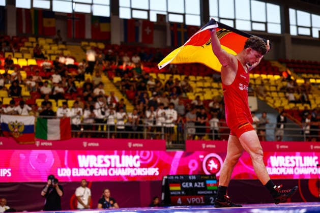 U20 European Championships 74kg FS - Manuel Wagin (GER) *** U20 European Championships, 74 kg Freestyle: Manuel Wagin (GER) Copyright: xJakexKirkmanx xUnitedxWorldxWresx Jake Kirkman United World Wres