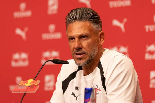 GER, Leipzig, Fussball, Pressekonferenz, offizielle Vorstellung des neuen Cheftrainers Martin Demichelis bei RB Leipzig im Bild v.l.: Martin Demichelis (Cheftrainer RB Leipzig), 13.07.2026, RB Leipzig Trainingsakademie Cottaweg Leipzig DFL DFB REGULATIONS PROHIBIT ANY USE OF PHOTOGRAPHS AS IMAGE SEQUENCES AND OR QUASI-VIDEO, *** GER, Leipzig, Soccer, Press Conference, Official Introduction of New Head Coach Martin Demichelis at RB Leipzig (pictured, from left: Martin Demichelis, Head Coach of RB Leipzig), July 13, 2026, RB Leipzig Training Academy, Cottaweg, Leipzig. DFL and DFB regulations prohibit any use of photographs as image sequences and or quasi-video, Copyright: HMBxMedia PaulxFritz