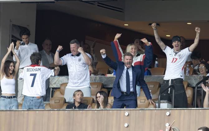 Picture - Mark Large. Norway vs England . Team Beckham watch (react to) the Norway vs England quarter final match at the Miami Stadium. Family members include - David, Victoria, Romeo, Cruz & Harper , FIFA 2026 World Cup. England in Miami, , London, Uk. - 12 Jul 2026London United Kingdom Consent for book publication must be agreed with Shutterstock before use. It is the picture user s responsibility to adhere to all restrictions  Copyright: xANL Shutterstockx 16989432i