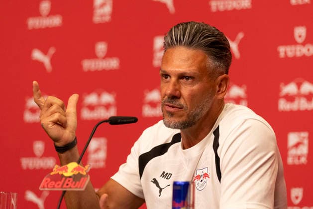 GER, Leipzig, Fussball, Pressekonferenz, offizielle Vorstellung des neuen Cheftrainers Martin Demichelis bei RB Leipzig im Bild v.l.: Martin Demichelis (Cheftrainer RB Leipzig), 13.07.2026, RB Leipzig Trainingsakademie Cottaweg Leipzig DFL DFB REGULATIONS PROHIBIT ANY USE OF PHOTOGRAPHS AS IMAGE SEQUENCES AND OR QUASI-VIDEO, *** GER, Leipzig, Soccer, Press Conference, Official Introduction of New Head Coach Martin Demichelis at RB Leipzig (pictured, from left: Martin Demichelis, Head Coach of RB Leipzig), July 13, 2026, RB Leipzig Training Academy, Cottaweg, Leipzig. DFL and DFB regulations prohibit any use of photographs as image sequences and or quasi-video, Copyright: HMBxMedia PaulxFritz