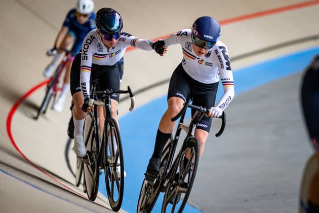 BIEBERLE Edda, SCHMIEDER Eufemia: UEC Track cycling, Rad, Radsport, Bahnrad, Bahn European Championships U19 U23 Cottbus 2026 Black - BIEBERLE Edda - Red - SCHMIEDER Eufemia ( GER ) Germany Querformat - quer - horizontal - Landscape - Event Veranstaltung: UEC Track Cycling European Championships 2026 U19 U23 - Category Kategorie: Cycling - Track Cycling European Championships - Location Ort: Europe - Germany - Brandenburg - Cottbus - Lausitz Velodrom - Discipline: Madison - Category: Elite Women - U19 - Distance: 20 km - Date Datum: 12.07.2026 Sunday Day 6 - *** BIEBERLE Edda, SCHMIEDER Eufemia UEC Track Cycling European Championships U19 U23 Cottbus 2026 Black BIEBERLE Edda Red SCHMIEDER Eufemia GER Germany Landscape Event UEC Track Cycling European Championships 2026 U19 U23 Category Cycling Track Cycling European Championships Location Europe Germany Brandenburg Cottbus Lausitz Velodrom Discipline Madison Category Elite Women U19 Distance 20 km Date July 12, 2026 Sunday Day 6