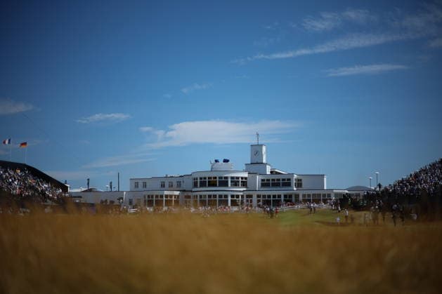 154th Open Golf Championships - Practice Day A general view of the clubhouse and 18th Hole stands during practice day at the British Open Golf Championships at Royal Birkdale in Southport, Britain, 13 July 2026. SOUTHPORT UNITED KINGDOM  Copyright: xADAMxVAUGHANx