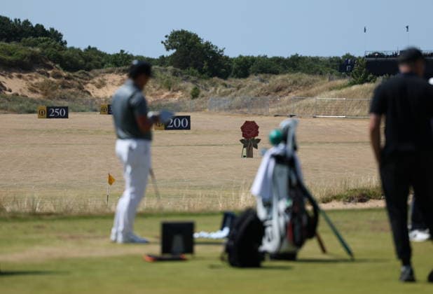 154th Open Golf Championships - Practice Day Players on the driving range during practice day at the British Open Golf Championships at Royal Birkdale in Southport, Britain, 13 July 2026. SOUTHPORT UNITED KINGDOM  Copyright: xADAMxVAUGHANx