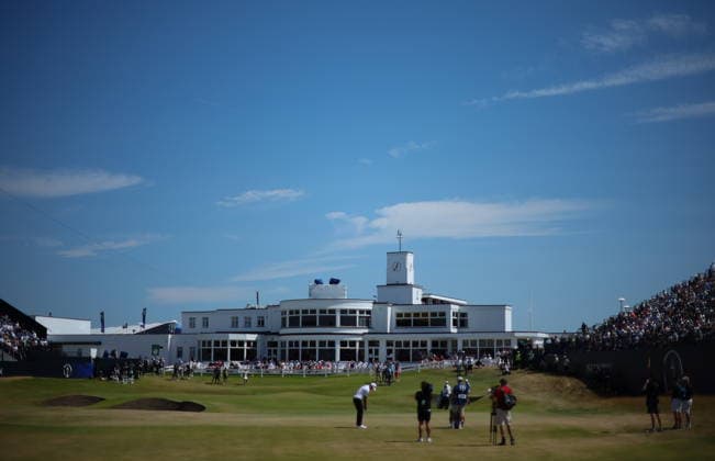154th Open Golf Championships - Practice Day A general view of the clubhouse and 18th Hole stands during practice day at the British Open Golf Championships at Royal Birkdale in Southport, Britain, 13 July 2026. SOUTHPORT UNITED KINGDOM  Copyright: xADAMxVAUGHANx