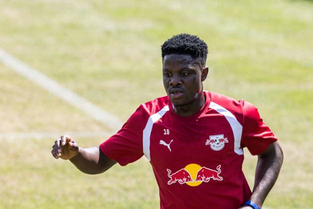 13.07.2026, GER, Öffentliches Training, Saison 2026 2027), RB Leipzig Suleman Sani (RB Leipzig 18) *** July 13, 2026, GER, Open Practice, 2026–2027 Season, RB Leipzig Suleman Sani RB Leipzig 18 nordphotoxGmbHx xTrienitz nph00051