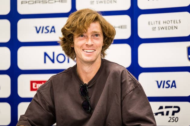 260713 Andrey Rublev of Russia at the press conference, PK, Pressekonferenz during day 1 of the Nordea Open on July 13, 2026 in Bastad. Photo: Niclas Jönsson BILDBYRAN COP 273 NO0428 tennis ATP, Tennis Herren 250 nordea open tennislagetbbeng *** 260713 Andrey Rublev of Russia at the press conference on Day 1 of the Nordea Open on July 13, 2026, in Bastad. Photo: Niclas Jönsson, BILDBYRAN COP 273 NO0428 tennis atp 250 nordea open tennislagetbbeng  Copyright: NICLASxJÖNSSON BB260713NO067