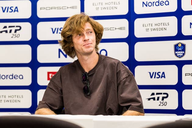 260713 Andrey Rublev of Russia at the press conference, PK, Pressekonferenz during day 1 of the Nordea Open on July 13, 2026 in Bastad. Photo: Niclas Jönsson BILDBYRAN COP 273 NO0428 tennis ATP, Tennis Herren 250 nordea open tennislagetbbeng *** 260713 Andrey Rublev of Russia at the press conference on Day 1 of the Nordea Open on July 13, 2026, in Bastad. Photo: Niclas Jönsson, BILDBYRAN COP 273 NO0428 tennis atp 250 nordea open tennislagetbbeng  Copyright: NICLASxJÖNSSON BB260713NO068