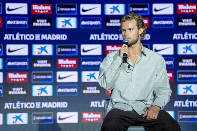Atletico de Madrid s new player Morten Hjulmand during his official presentation. July 13, 2026. (2026071314)