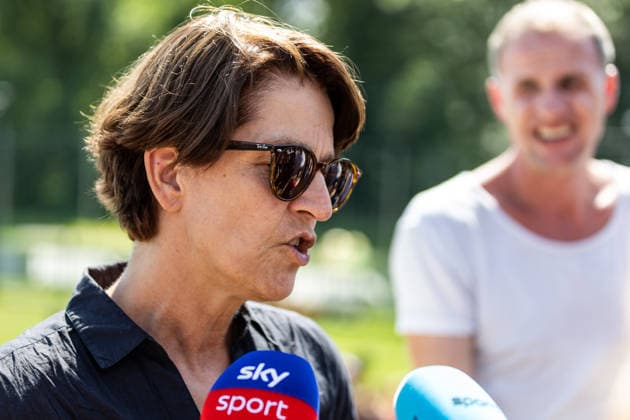 13.07.2026, GER, Öffentliches Training, Saison 2026 2027), RB Leipzig Tatjana Haenni, CEO (Vorsitzende der Geschäftsführung) RB Leipzig beim Interview *** July 13, 2026, GER, Public Training, 2026–2027 Season, RB Leipzig: Tatjana Haenni, CEO and Chair of the Executive Board of RB Leipzig, during an interview nordphotoxGmbHx xTrienitz nph00051