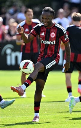13.07.2026, xjhx, Fussball 1.Bundesliga, Eintracht Frankfurt Trainingsauftakt - Saison 2026 27 v.l. Noel Futkeu (Eintracht Frankfurt) (DFL DFB REGULATIONS PROHIBIT ANY USE OF PHOTOGRAPHS as IMAGE SEQUENCES and or QUASI-VIDEO) Frankfurt am Main *** July 13, 2026, xjhx, Soccer, Bundesliga 1, Eintracht Frankfurt Starts Training for the 2026–27 Season, photo by Noel Futkeu, Eintracht Frankfurt, DFL, DFB. REGULATIONS PROHIBIT ANY USE OF PHOTOGRAPHS AS IMAGE SEQUENCES AND OR QUASI-VIDEO. Frankfurt am Main