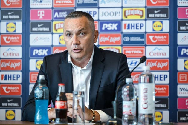 Slaven Bilic appointed as head coach of the Croatia national team, Nationalteam Marijan Kustic, President of the Croatian Football Federation speaks with a media on a press conference, PK, Pressekonferenz on July 13, 2026. in Zagreb, Croatia.  NevaxZganec PIXSELL