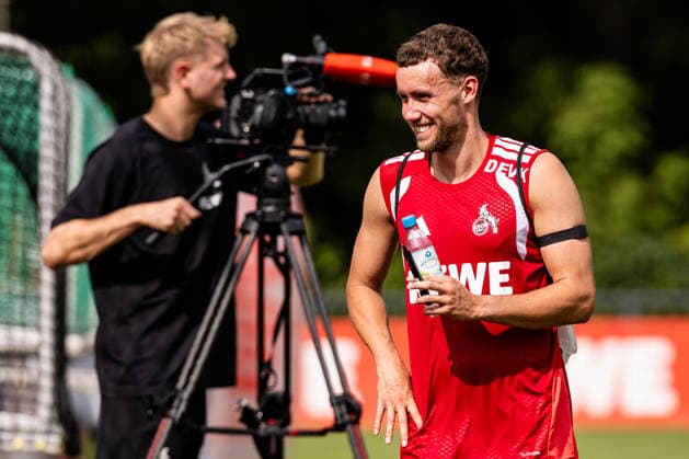 COLOGNE, GERMANY - JULY 13: Luca Waldschmidt (1. FC Koeln, 7) smiling during the first training session of season 2026 27 at Geissbockheim on July 13, 2026 in Cologne, Germany. North Rhine Westphalia Germany Copyright: xSteffiexWunderlx