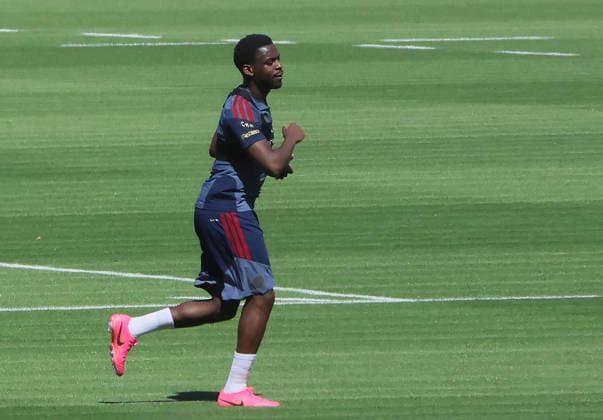 13.07.2026, FC Bayern Training , Saebenerstrasse Muenchen, Fussball, im Bild: Noel Aseko (FCB) *** July 13, 2026, FC Bayern Training, Saebenerstrasse, Munich, Soccer, Sports, Pictured: Noel Aseko, FCB