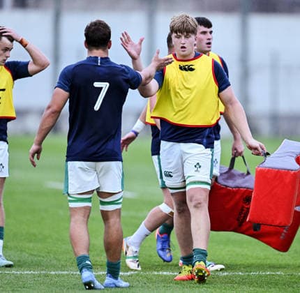 2026 World Rugby Junior World Championship, WM, Weltmeisterschaft 9th Place Play-off Semi-Final, AIA Stadium, Kutaisi, Georgia 13 7 2026 Ireland U20 vs Fiji U20 The Ireland team during the warmup The Ireland team during the warmup 13 7 2026  Copyright: xx Z99_0953