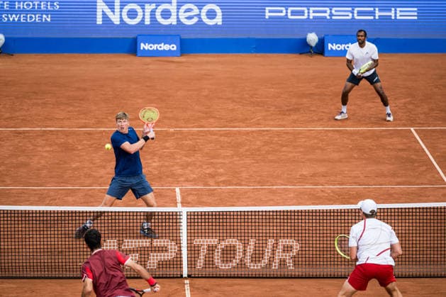 260713 Andre Göransson of Sweden and N.Sriram Balaji of India during day 1 of the Nordea Open on July 13, 2026 in Bastad. Photo: Niclas Jönsson BILDBYRAN COP 273 NO0428 tennis ATP, Tennis Herren 250 nordea open tennislagetbbeng sverige sweden *** July 13, 2026: Andre Göransson of Sweden and N Sriram Balaji of India during Day 1 of the Nordea Open on July 13, 2026 in Bastad. Photo by Niclas Jönsson, BILDBYRAN COP 273 NO0428 tennis atp 250 nordea open tennislagetbbeng sverige sweden  Copyright: NICLASxJÖNSSON BB260713NO107