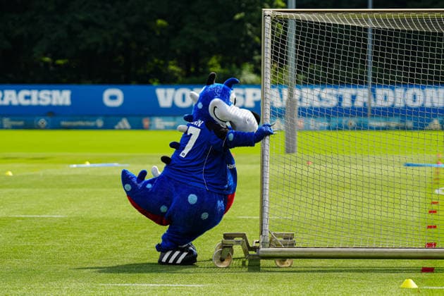 Dino Hermann (Hamburger SV, Maskottchen) GER, Training Hamburger SV, Fussball, 1. Bundesliga, Saison 2026 2027, 13.07.2026 GER, Training Hamburger SV, Fussball, 1. Bundesliga, Saison 2026 2027, 13.07.2026 Hamburg *** Dino Hermann, Hamburger SV, Mascot (GER), Hamburger SV Training, Soccer, Bundesliga 1, 2026–2027 Season, July 13, 2026 (GER), Hamburger SV Training, Soccer, Bundesliga 1, 2026–2027 Season, July 13, 2026, Hamburg Copyright: xEibner-Pressefoto MarcelxvonxFehrnx EP_MFN