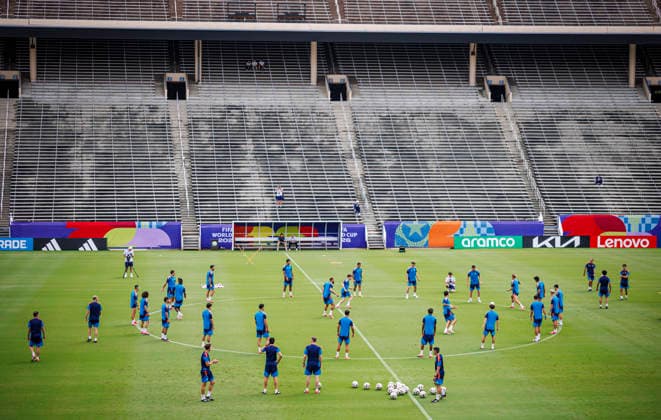 Spain national team, Nationalteam World Cup 13 07 2026 during the Spanish national team s training session at Cotton Bowl in Dallas, United States of America on July 13, 2026. Photo (PGS Photo Agency) Dallas usa Copyright: xPGSxPhotoxAgencyx