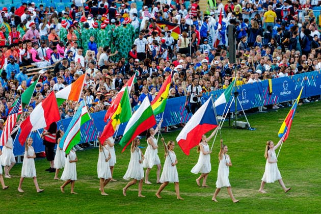 260713 under invigningen av Gothia Cup den 13 juli 2026 i Göteborg. *** July 13, 2026, during the opening ceremony of the Gothia Cup in Gothenburg  Copyright: NICKLASxELMRIN BB260713NE014