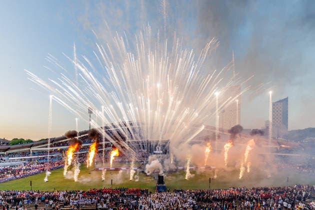 260713 Fyrverkerier under invigningen av Gothia Cup den 13 juli 2026 i Göteborg. *** July 13, 2026: Fireworks during the opening ceremony of the Gothia Cup on July 13, 2026, in Gothenburg  Copyright: NICKLASxELMRIN BB260713NE016