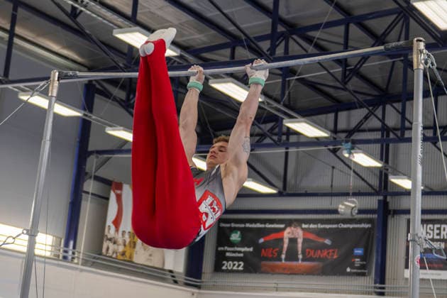 1.EM-Qualifikation Turnen Halle Saale Halle, Deutschland 13.Juli 2026: Im Bild:Marcel Graf (TK Hannover) Halle Saale Turnhalle im TZ Halle Saale Sachsen Anhalt Deutschland *** 1 European Championships Qualifying Round, Gymnastics, Halle Saale Gymnasium, Halle, Germany, July 13, 2026. Pictured: Marcel Graf, TK Hannover, Halle Saale Gymnasium, TZ Halle Saale, Saxony-Anhalt, Germany