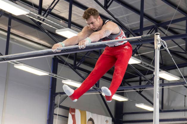 1.EM-Qualifikation Turnen Halle Saale Halle, Deutschland 13.Juli 2026: Im Bild:Glenn Trebing (TK Hannover) Halle Saale Turnhalle im TZ Halle Saale Sachsen Anhalt Deutschland *** 1 European Championships Qualifying Round, Gymnastics, Halle Saale Gymnasium, Halle, Germany, July 13, 2026. Pictured: Glenn Trebing of TK Hannover at the Halle Saale Gymnasium in TZ Halle Saale, Saxony-Anhalt, Germany