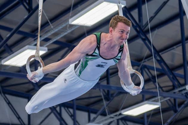 1.EM-Qualifikation Turnen Halle Saale Halle, Deutschland 13.Juli 2026: Im Bild:Nils Dunkel (SV Halle) Halle Saale Turnhalle im TZ Halle Saale Sachsen Anhalt Deutschland *** 1 European Championships Qualifying Round, Gymnastics, Halle Saale Gymnasium, Halle, Germany, July 13, 2026. Pictured: Nils Dunkel of SV Halle Halle Saale at the Halle Saale Gymnasium in TZ Halle Saale, Saxony-Anhalt, Germany
