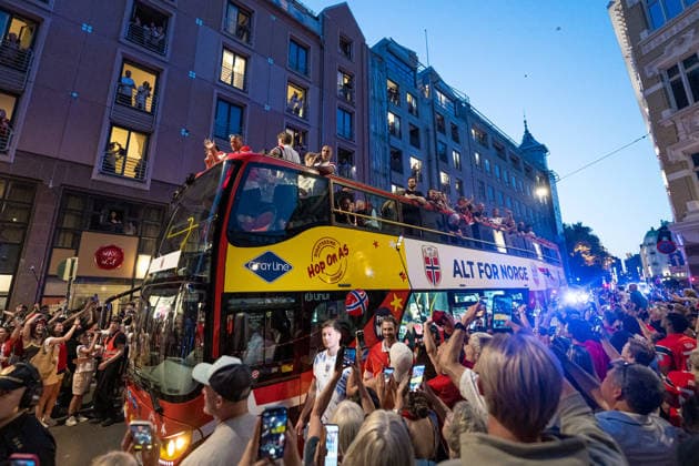 260713 Players of Norway at a team reception during day 33 of the FIFA World Cup, WM, Weltmeisterschaft, Fussball 2026 on July 13, 2026 in Oslo. Photo: Marius Nordnes BILDBYRAN COP 185 VG0993 bbeng fotball football soccer fotboll fifa world cup vm fotball-vm vm 2026 norge norway team reception *** July 13, 2026: Members of the Norwegian national team at a team reception on Day 33 of the 2026 FIFA World Cup, 2026 in Oslo. Photo by Marius Nordnes. BILDBYRAN COP 185 VG0993 bbeng soccer football fotboll FIFA World Cup World Cup 2026 Norway team reception  Copyright: MARIUSxNORDNES BB260713BB372