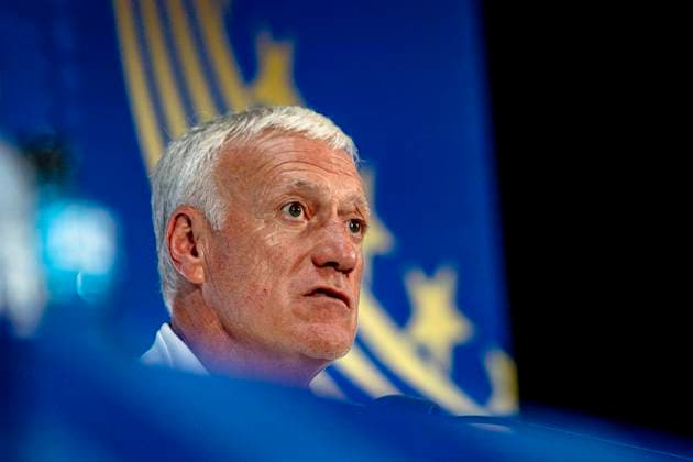 DALLAS - France national coach Didier Deschamps during the 2026 World Cup, France MD-1 press conference, PK, Pressekonferenz at AT&T Stadium on July 13, 2026 in Dallas, United States. (Photo by Stefan Koops EYE4IMAGES DeFodi Images) - *** DALLAS: France national team coach Didier Deschamps during the 2026 World Cup, France Match Day 1 press conference at AT&T Stadium on July 13, 2026, in Dallas, United States. Photo by Stefan Koops, EYE4IMAGES, DeFodi Images