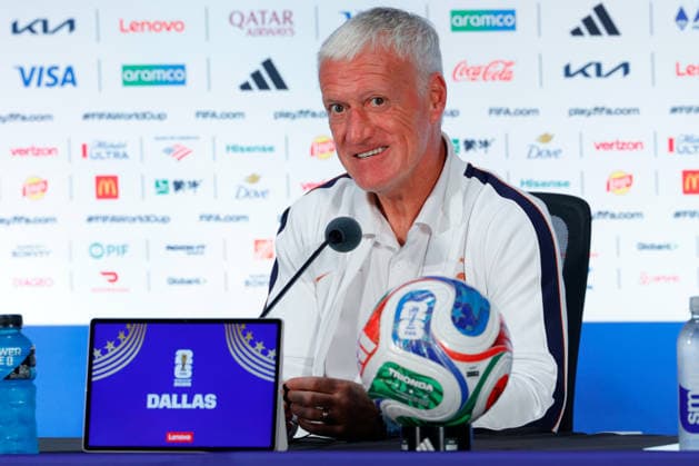 July 13, 2026, Arlington, Texas, USA: France manager DIDIER DESCHAMPS speaks to members of the media during a press conference, PK, Pressekonferenz at Dallas Stadium ahead of their semifinal match against France at the 2026 FIFA World Cup, WM, Weltmeisterschaft, Fussball FIFA World Cup 2026 - France Press Conference  - ZUMAa325 20260713_zsa_a325_003 Copyright: xDavidxBalleringxIix