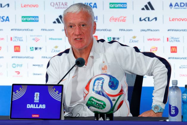 July 13, 2026, Arlington, Texas, USA: France manager DIDIER DESCHAMPS speaks to members of the media during a press conference, PK, Pressekonferenz at Dallas Stadium ahead of their semifinal match against France at the 2026 FIFA World Cup, WM, Weltmeisterschaft, Fussball Arlington USA - ZUMAa325 20260713_zsa_a325_011 Copyright: xDavidxBalleringxIix