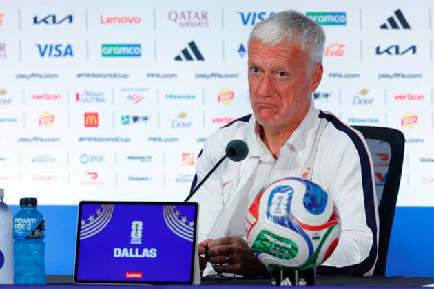 July 13, 2026, Arlington, Texas, USA: France manager DIDIER DESCHAMPS speaks to members of the media during a press conference, PK, Pressekonferenz at Dallas Stadium ahead of their semifinal match against France at the 2026 FIFA World Cup, WM, Weltmeisterschaft, Fussball Arlington USA - ZUMAa325 20260713_zsa_a325_012 Copyright: xDavidxBalleringxIix