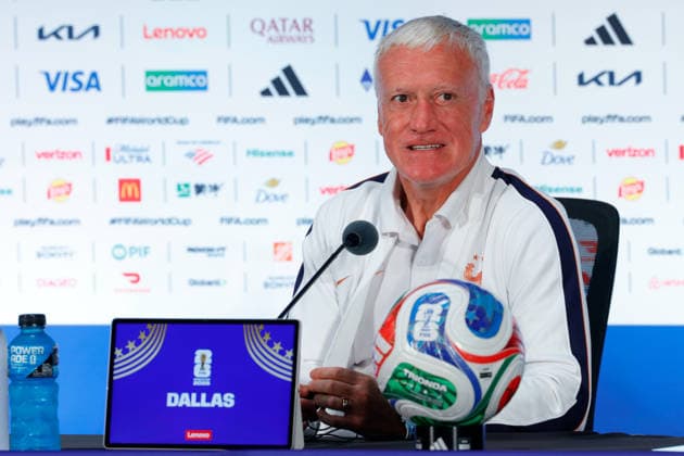 July 13, 2026, Arlington, Texas, USA: France manager DIDIER DESCHAMPS speaks to members of the media during a press conference, PK, Pressekonferenz at Dallas Stadium ahead of their semifinal match against France at the 2026 FIFA World Cup, WM, Weltmeisterschaft, Fussball Arlington USA - ZUMAa325 20260713_zsa_a325_018 Copyright: xDavidxBalleringxIix
