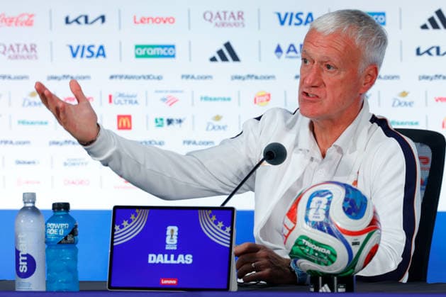 July 13, 2026, Arlington, Texas, USA: France manager DIDIER DESCHAMPS speaks to members of the media during a press conference, PK, Pressekonferenz at Dallas Stadium ahead of their semifinal match against France at the 2026 FIFA World Cup, WM, Weltmeisterschaft, Fussball Arlington USA - ZUMAa325 20260713_zsa_a325_021 Copyright: xDavidxBalleringxIix