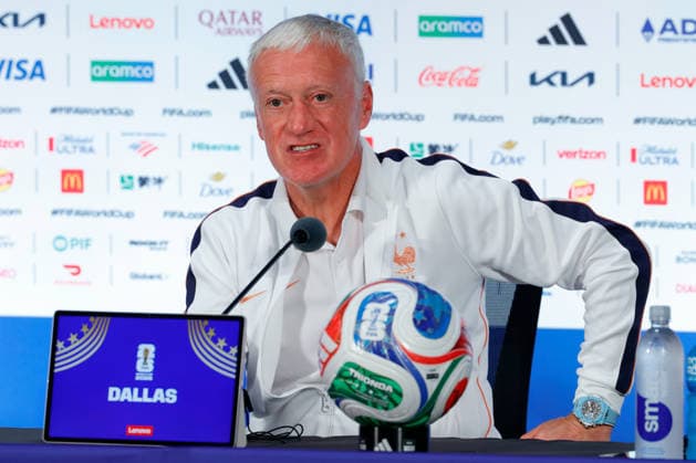 July 13, 2026, Arlington, Texas, USA: France manager DIDIER DESCHAMPS speaks to members of the media during a press conference, PK, Pressekonferenz at Dallas Stadium ahead of their semifinal match against France at the 2026 FIFA World Cup, WM, Weltmeisterschaft, Fussball Arlington USA - ZUMAa325 20260713_zsa_a325_019 Copyright: xDavidxBalleringxIix