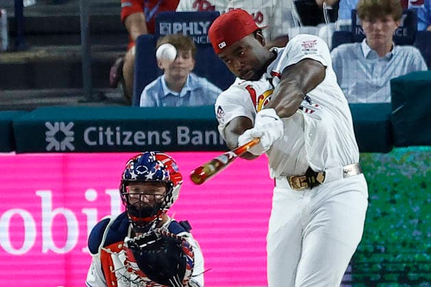St Louis Cardinals Jordan Walker competes in the first round of the 2026 MLB, Baseball Herren, USA Home Run Derby at Citizens Bank Park in Philadelphia, Pennsylvania, on Monday, July 13, 2026.  PHI20260713912 LAURENCExKESTERSON