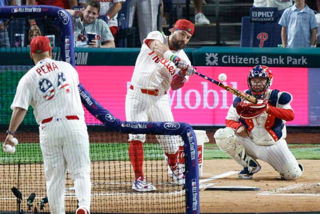 2026 Major League Baseball All Star game Philadelphia Phillies Kyle Schwarber hits a home run during the first round of the 2026 Major League Baseball All-Star Home Run Derby at Citizens Bank Park in Philadelphia, Pennsylvania, USA, 13 July 2026. PHILADELPHIA PENNSYLVANIA USA  Copyright: xSTEVENxM.xFALKx