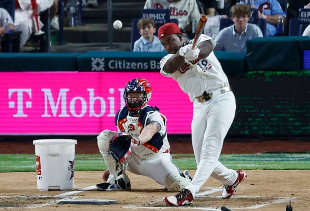 St Louis Cardinals Jordan Walker competes in the final round of the 2026 MLB, Baseball Herren, USA Home Run Derby at Citizens Bank Park in Philadelphia, Pennsylvania, on Monday, July 13, 2026.  PHI20260713946 LAURENCExKESTERSON