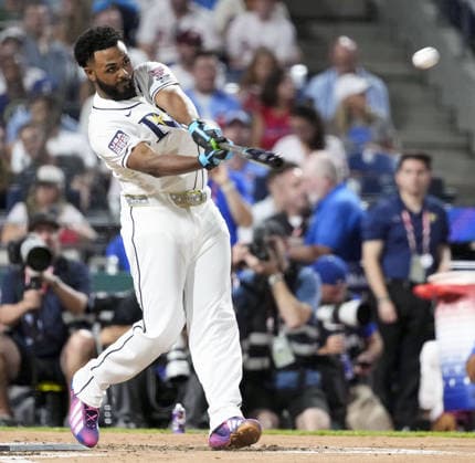 Baseball: MLB, Baseball Herren, USA All-Star Home Run Derby Junior Caminero of the Tampa Bay Rays competes in the MLB All-Star Home Run Derby on July 13, 2026, at Citizens Bank Park in Philadelphia.  A14AA0005623025P