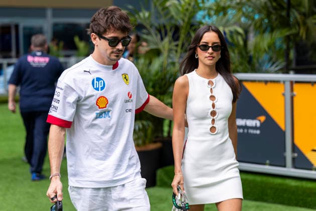 USA FORMULA ONE Formula One Miami Grand Prix - Sprint and Qualifying epa12071255 Scuderia Ferrari driver Charles Leclerc of Monaco and his girlfriend Alexandra Saint Mleux walk in the paddock ahead of the sprint race at the Miami International Autodrome in Miami Gardens, Florida, 03 May 2025. The 2025 Formula 1 Miami Grand Prix is held at the Miami International Autodrome on 04 May. MIAMI GARDENS United States  Copyright: xSHAWNxTHEWx