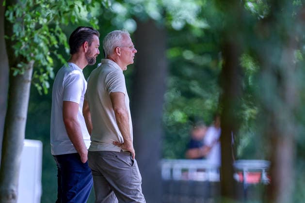 13.07.2026, Fußball, Trainingsauftakt 1.FC Köln, 1. Fußball Bundesliga, Geißbockheim, Saison 2026 2027: Sportdirektor Thomas Kessler (1FC Koeln tk) neben Joerg Alvermann (Jörg, Jorg, 2. Vice President 1. FC Koeln) and Prof. Dr. Ulf Sobek (Vice President 1. FC Koeln) beim ersten Training der neuen Saison 26 27 DFB regulations prohibit any use of photographs as image sequences and or quasi-video. Nordrhein-Westfalen Deutschland *** July 13, 2026, Soccer, Start of Training for 1. FC Köln, Bundesliga, Geißbockheim, 2026–2027 Season, Sports Director Thomas Kessler of 1. FC Köln alongside Jörg Alvermann, Jorg, 2 Vice President of 1. FC Köln, and Prof. Dr. Ulf Sobek, Vice President of 1. FC Köln, at the first training session of the new 2026–2027 season. DFB regulations prohibit any use of photographs as image sequences and or quasi-video. North Rhine-Westphalia, Germany