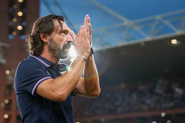 Sampdoria s head coach Andrea Pirlo during the Italian Cup soccer match between Sampdoria and Como at Genova s Luigi Ferraris Stadium, Sunday, August 11, 2024. (Tano Pecoraro LaPresse)  Copyright: xTanoxPecoraro LaPressex