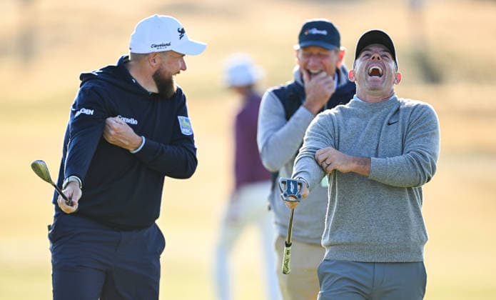 Shane Lowry (IRE) and Rory McIlroy (NIR) on the 2nd Green 154th Open Golf Championships, Royal Birkdale, Southport, UK - 14 Jul 2026Southport Royal Birkdale United Kingdom  Copyright: xGreigxCowie Shutterstockx 16988289d