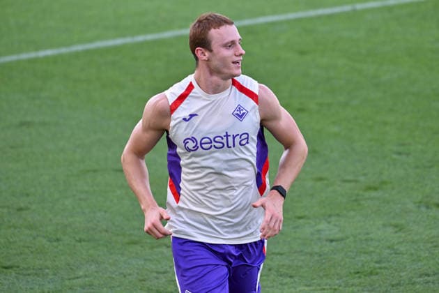 foto IPP lisa guglielmi Firenze 13-07-2026 ritiro precampionato serie a 2026-2027 allenamento fiorentina nella foto Pietro Comuzzo italy photo press world copyright italy ITALY  Copyright: xR4924_italyphotopressx