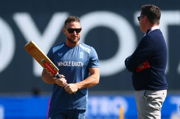 England coach Brendon McCullum before the start of the match England v India, First Metro Bank One Day International, International Cricket, Edgbaston, Birmingham, UK - 14 Jul 2026Birmingham Edgbaston United Kingdom  Copyright: xPaulxCurrie Shutterstockx 16989400e